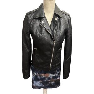 Women's Black Leather Biker Jacket